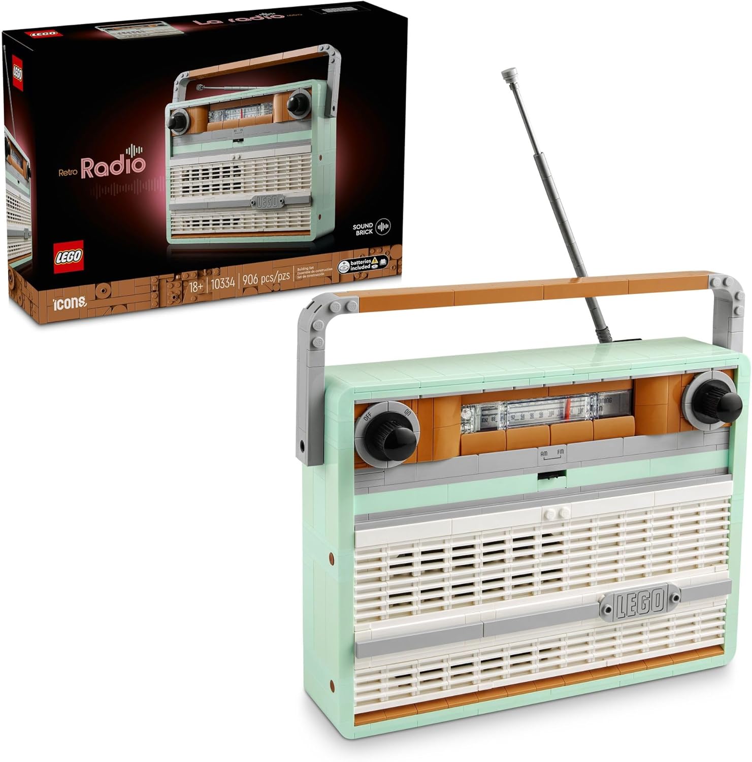 LEGO Icons Retro Radio Building Set for Adults - Home Decor for Bedroom or Desk with Vintage Aesthetic, Sound Effects, & Smart Phone Integration