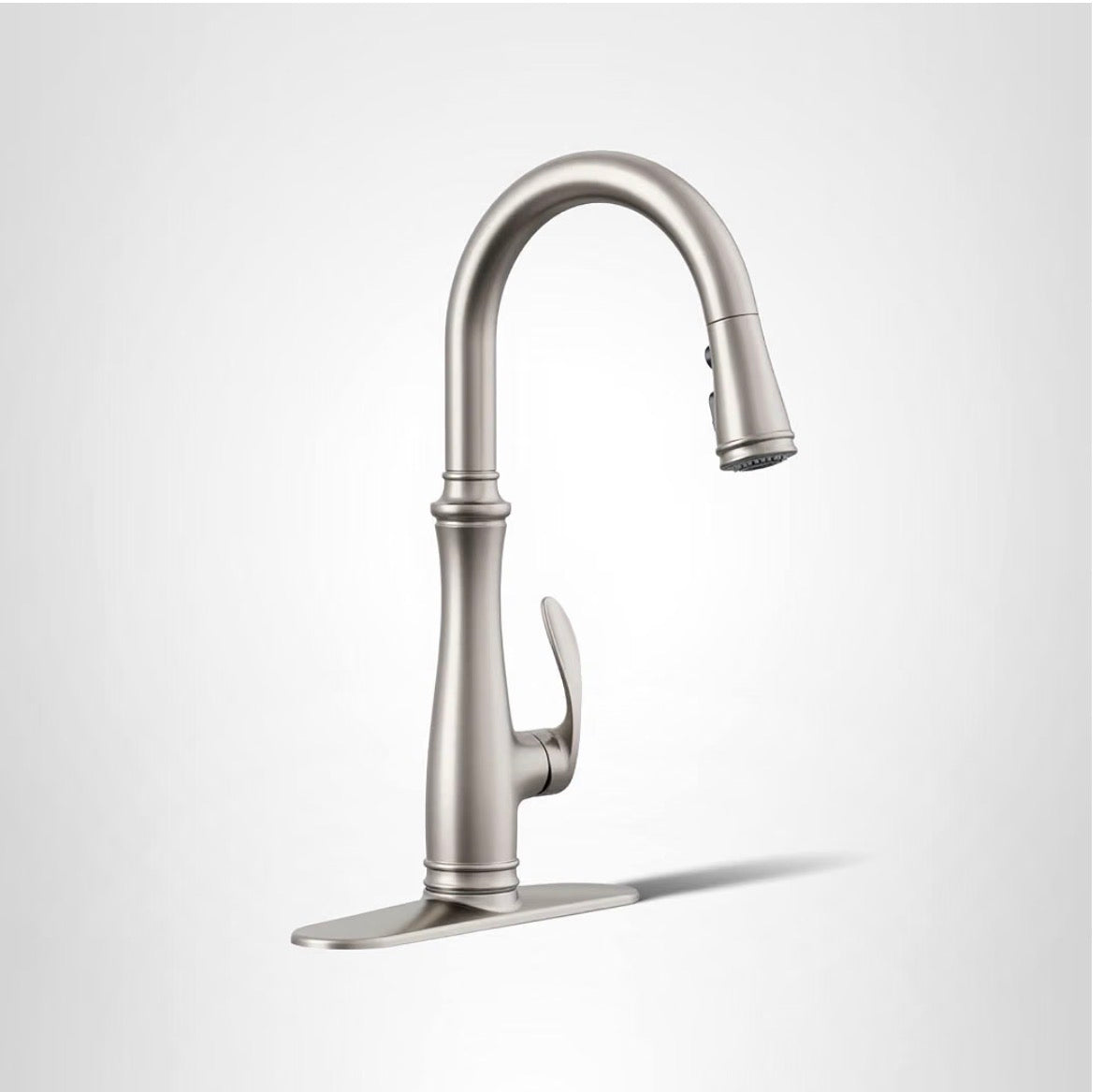 KOHLER K-560-VS Bellera Pull Down Kitchen Sink Faucets, Kitchen Faucets with Pull Down Sprayer, 3-Spray, Vibrant Stainless