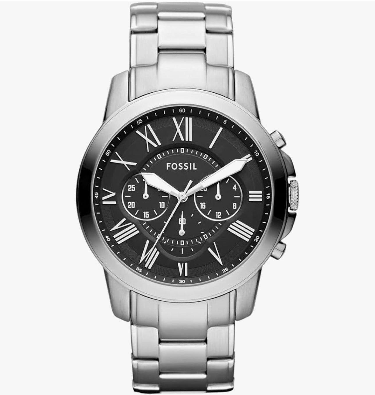 Fossil Men's Watch, Grant Quartz Stainless Steel Chronograph Watch for Men