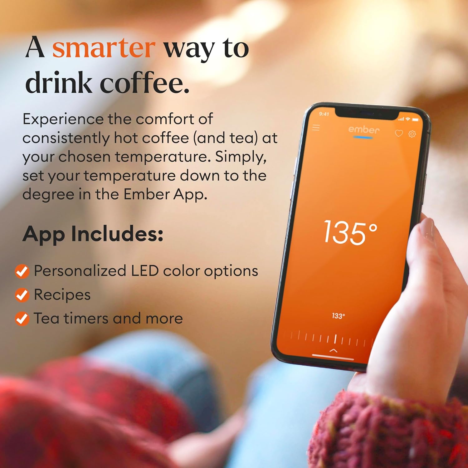 Ember Temperature Control Smart Mug 2, 10 Oz, App-Controlled Heated Coffee Mug with 80 Min Battery Life and Improved Design, Stainless Steel| LuxyPrime