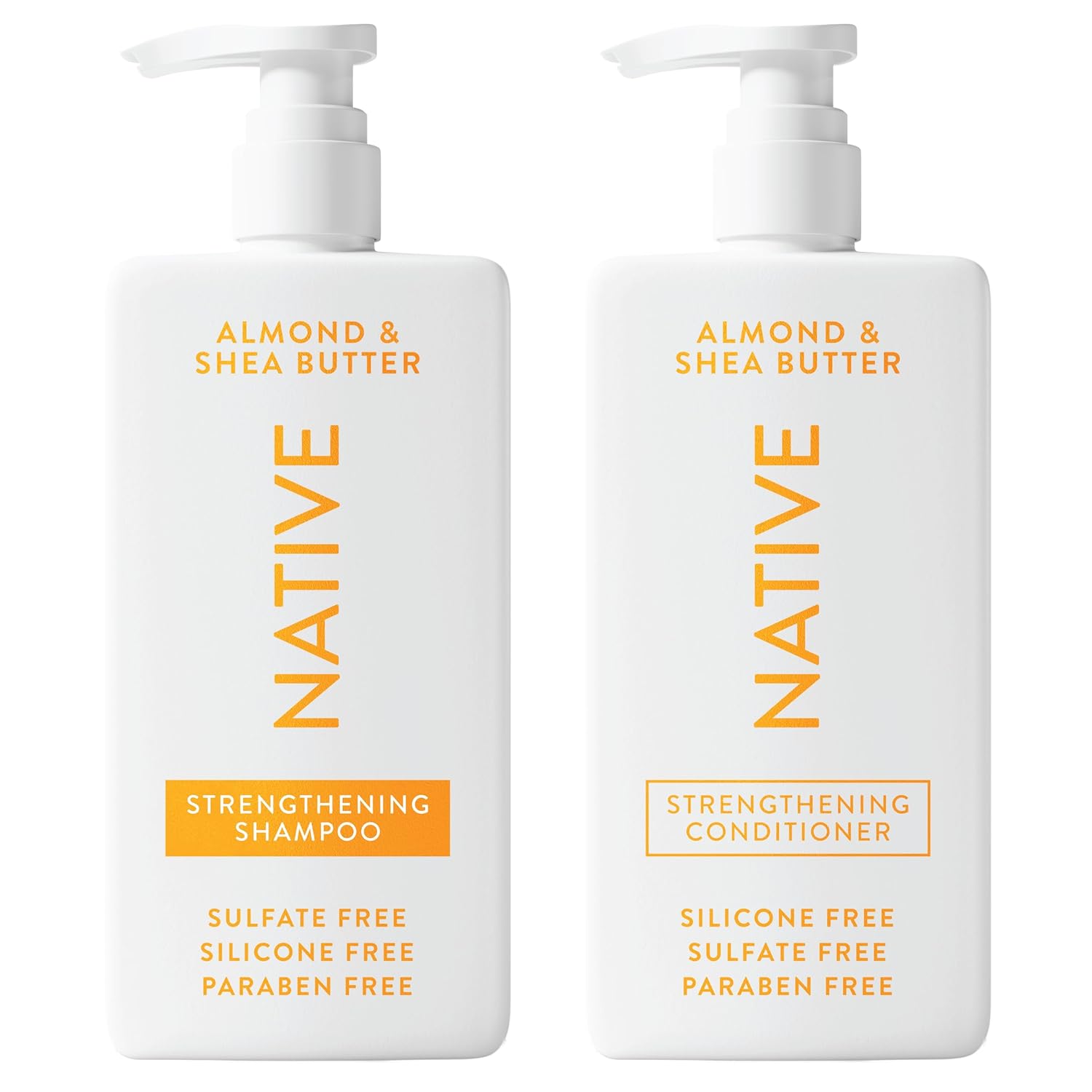 Native Shampoo and Conditioner Contain Naturally Derived Ingredients | All Hair Type Color & Treated, Fine to Dry Damaged, Sulfate & Dye Free - Almond & Shea Butter, 16.5 fl oz each (2 pack) || LuxyPrime.com