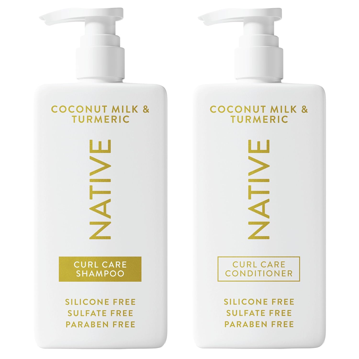 Native Coconut & Turmeric Shampoo and Conditioner Contain Naturally Derived Ingredients | All Hair Types, Color & Treated, Fine to Dry Damaged, Sulfate & Dye Free - 2-Pack || LuxyPrime.com