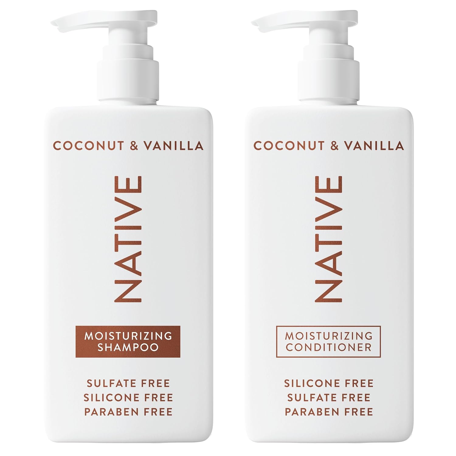 Native Coconut & Vanilla Shampoo and Conditioner Set Contain Naturally Derived Ingredients | All Hair Types, Color & Treated, Fine to Dry Damaged, Sulfate & Dye Free - 2-Pack || LuxyPrime.com