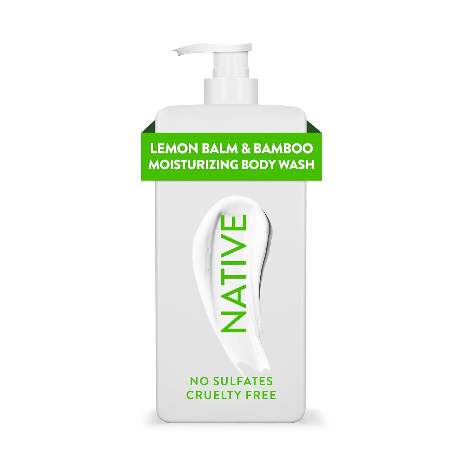 Native Moisturizing Body Wash Contains Naturally Derived Ingredients | For Women & Men, Sulfate, Paraben, & Dye Free Leaving Skin Soft and Hydrated | Lemon Balm & Bamboo 18 oz || LuxyPrime.com