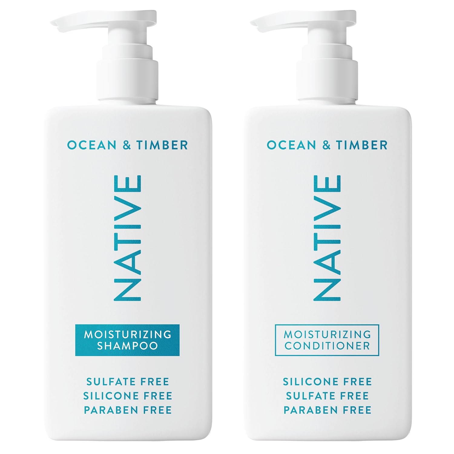 Native Ocean & Timber Shampoo and Conditioner Contain Naturally Derived Ingredients | All Hair Types, Color & Treated, Fine to Dry Damaged, Sulfate & Dye Free - 2-Pack || LuxyPrime.com