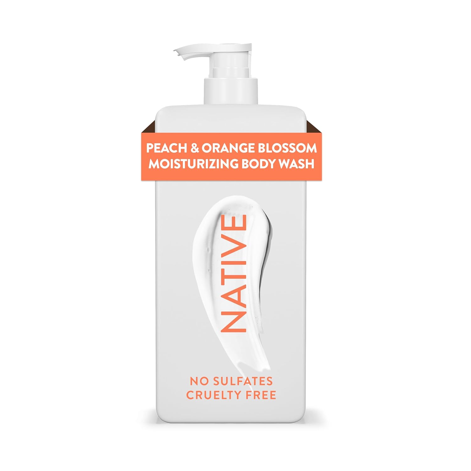 Native Moisturizing Body Wash Contains Naturally Derived Ingredients | For Women & Men, Sulfate, Dye, & Paraben Free Leaving Skin Soft and Hydrated | Peach & Orange Blossom 18 oz || LuxyPrime.com