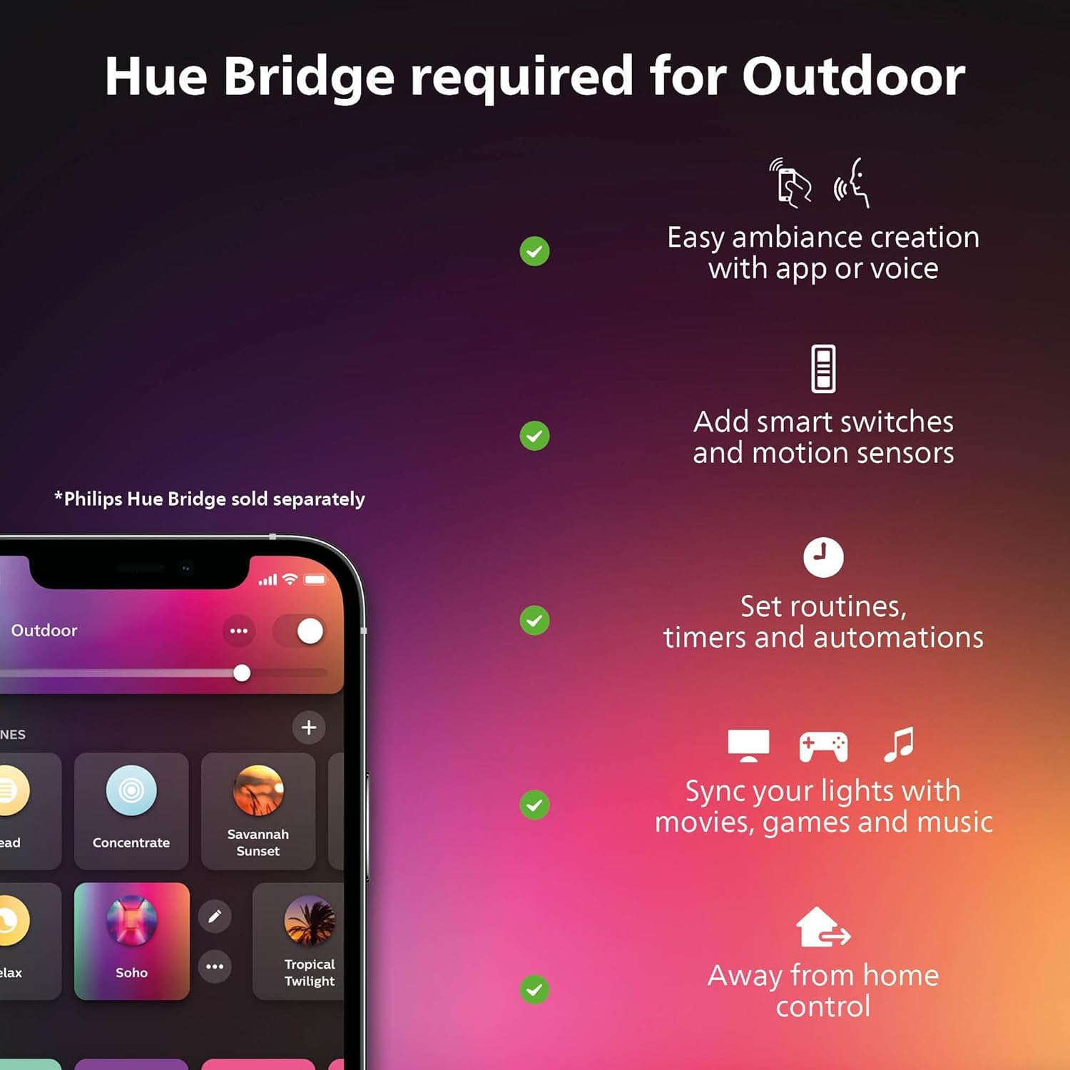 Philips Hue Appear Outdoor Smart Wall Light, Black - White and Color Ambiance LED Color-Changing Light - 1 Pack - Requires Hue Bridge - Control with Hue App and Voice - Weatherproof